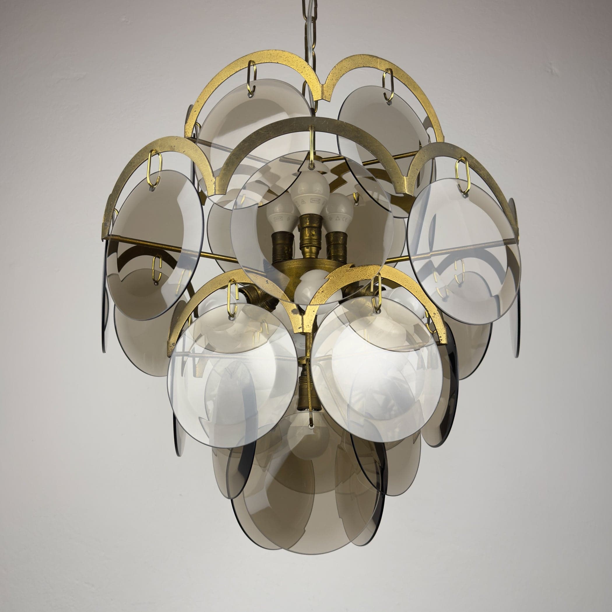 Smoked Murano chandelier by Gino Vistosi, Italy 1970s