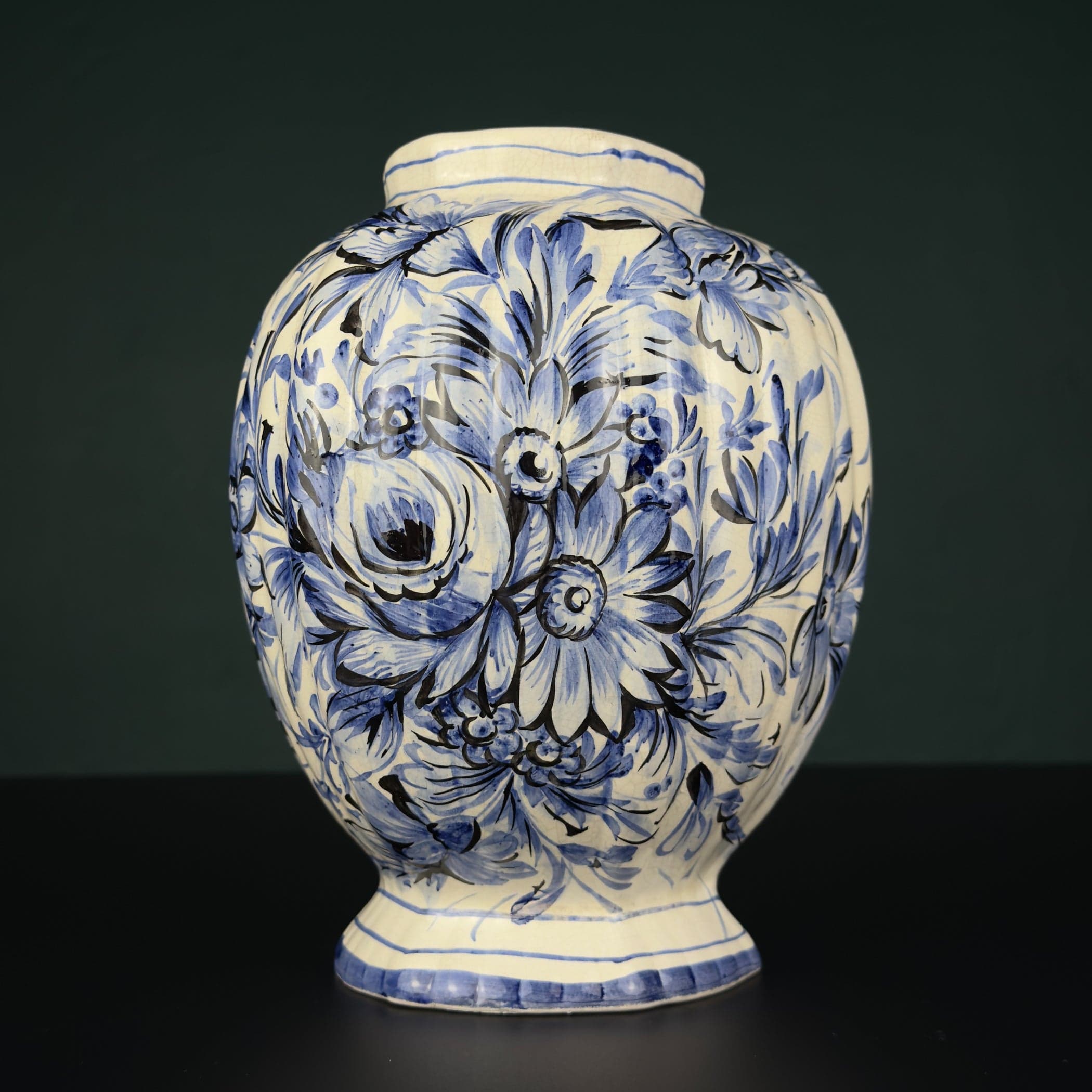 Vintage Blue Ceramic Vase by Bassano, Italy 1970s