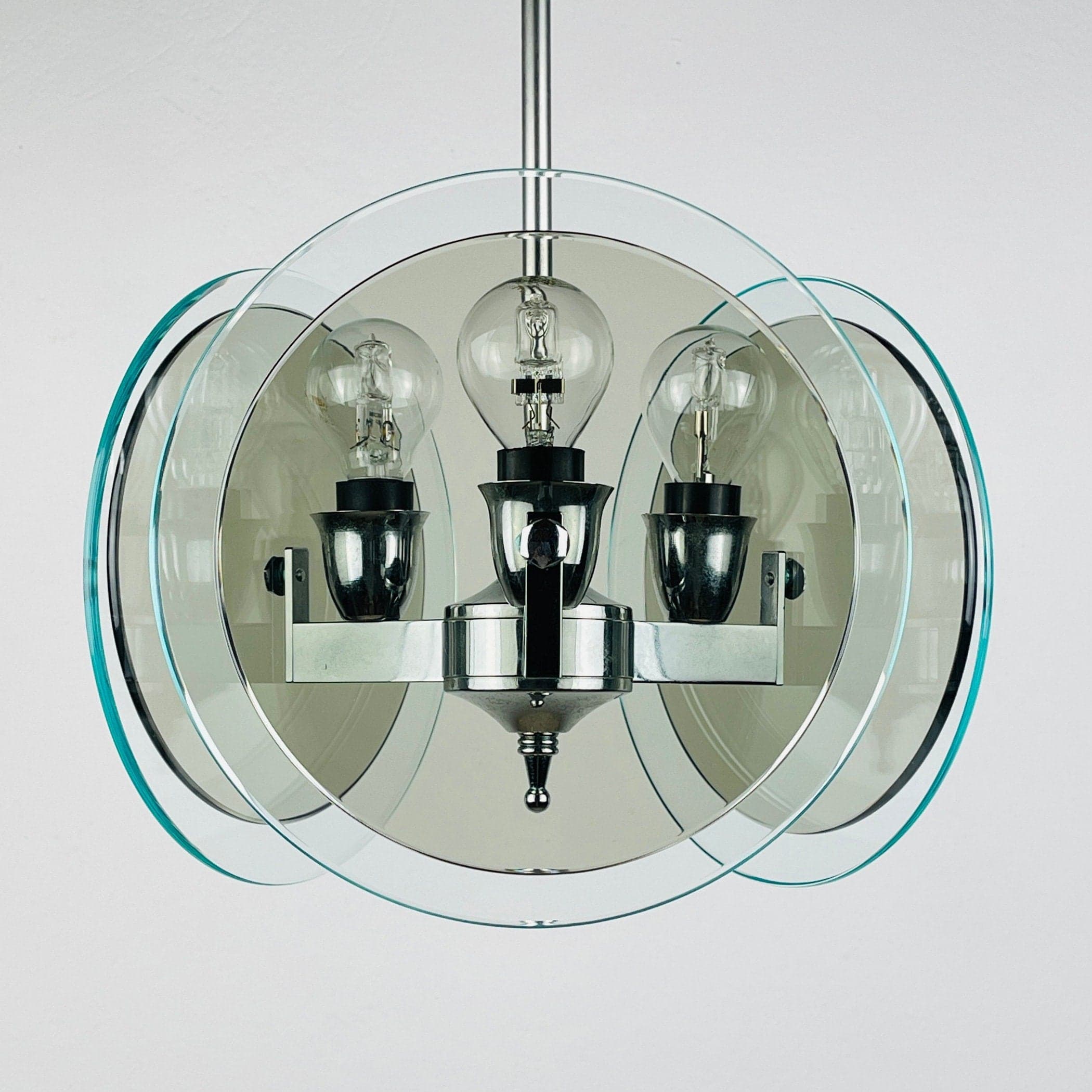 Vintage Fontana Arte Art Glass Chandelier - Italian MCM Design