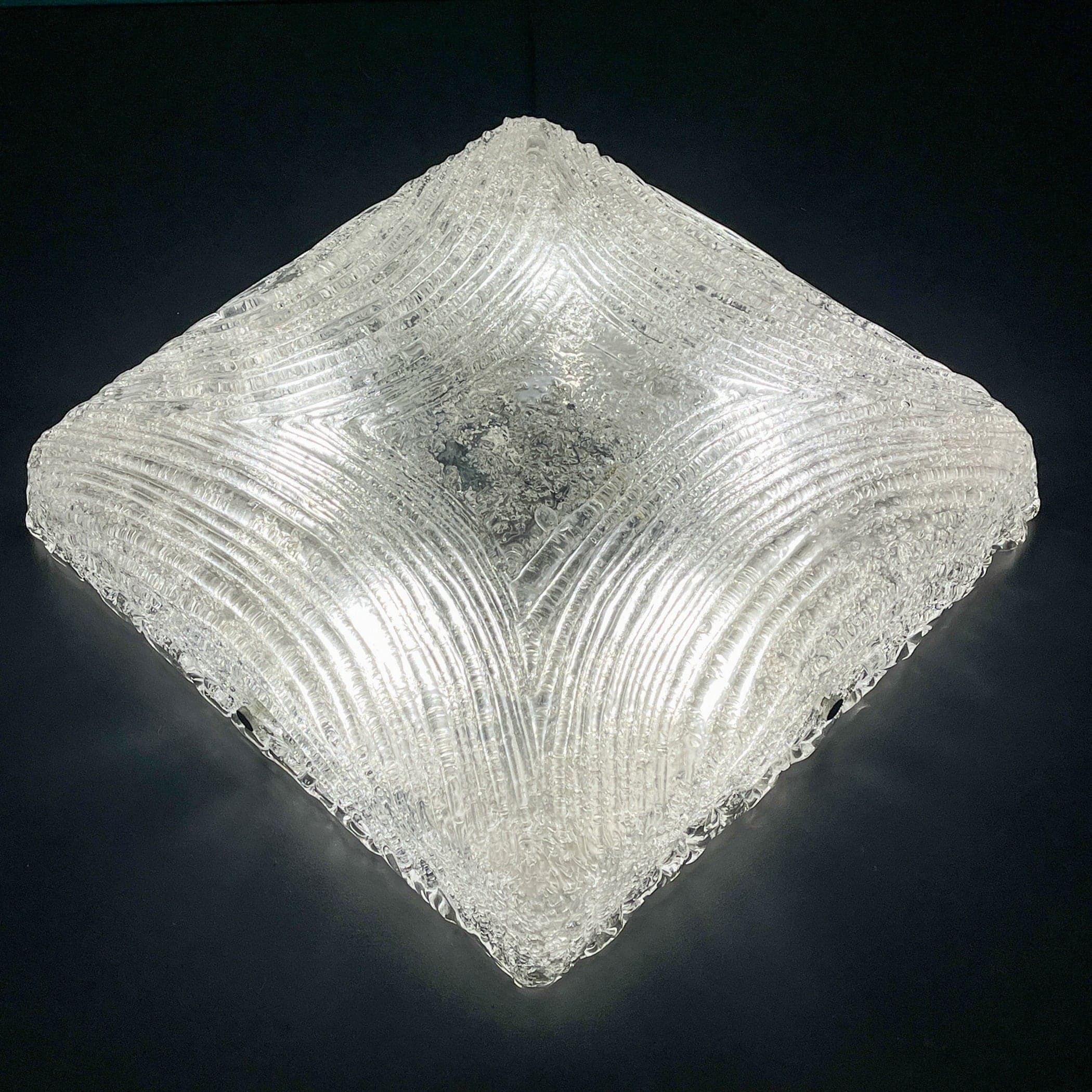 Vintage ice murano glass ceiling lamp by J.T.Kalmar, Austria, 1960s