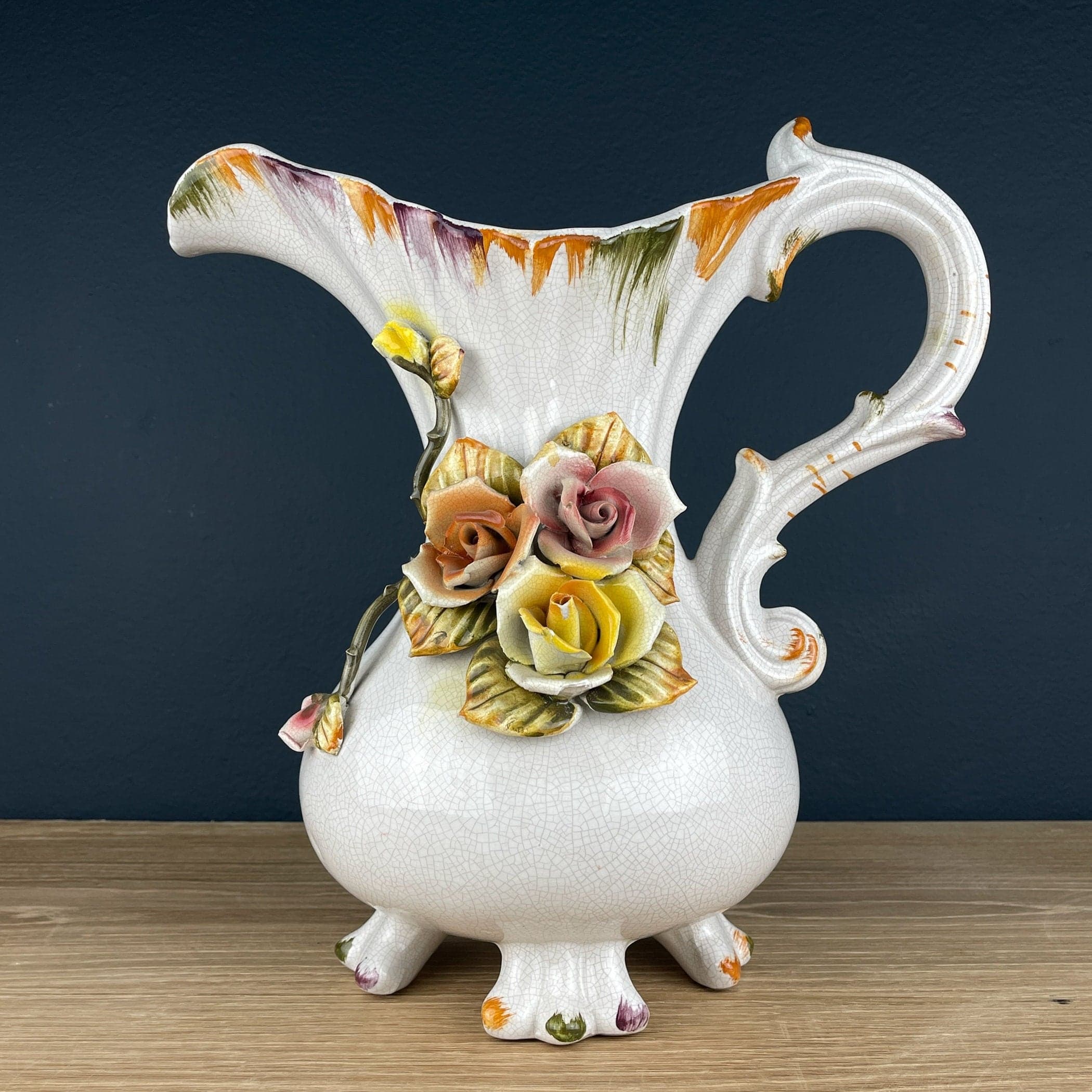 Vintage Italian Ceramic Pitcher by Bassano, Mid 20th Century Italian home decor