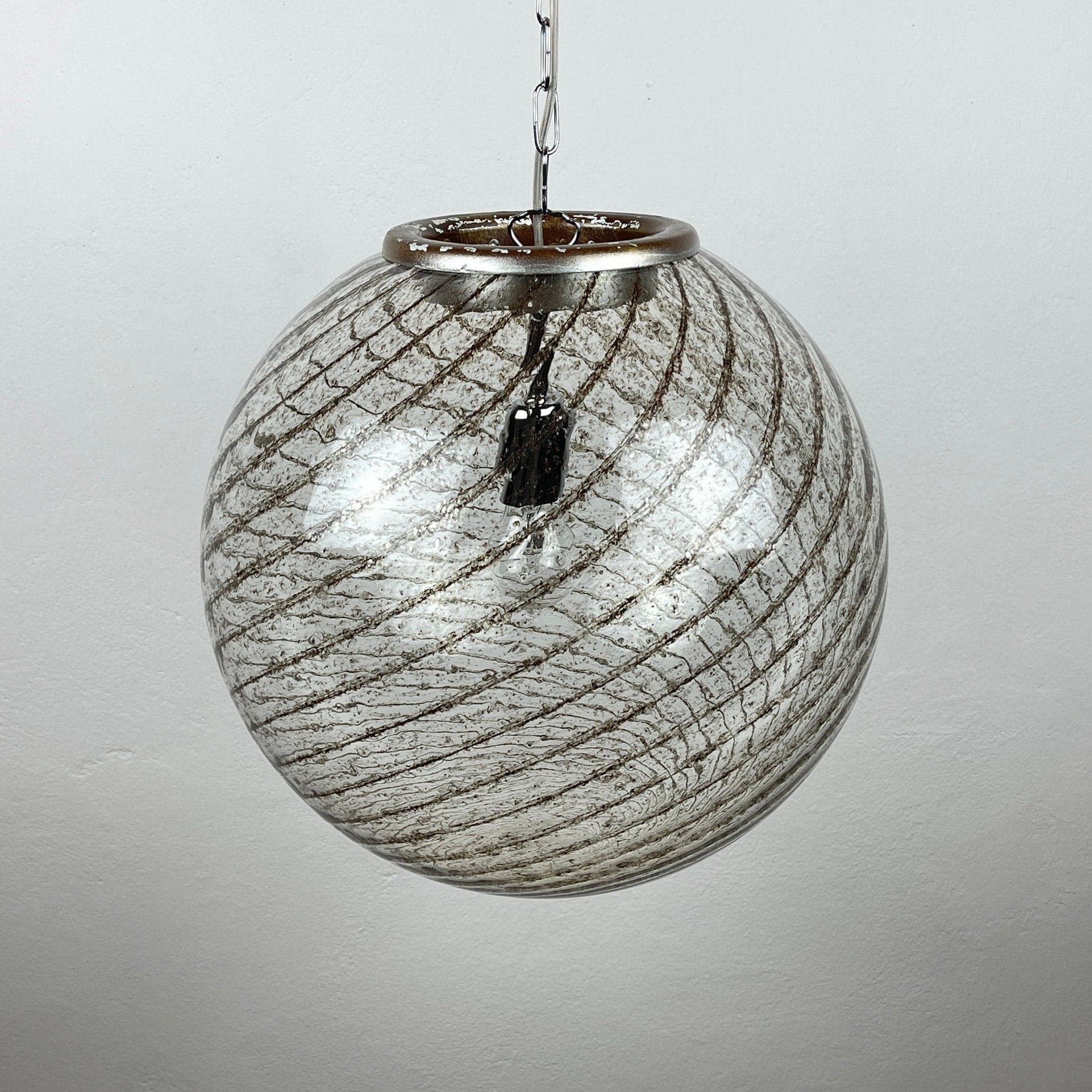 Vintage La Murrina Swirled Murano Glass Pendant Lamp - 1970s Italian Lighting