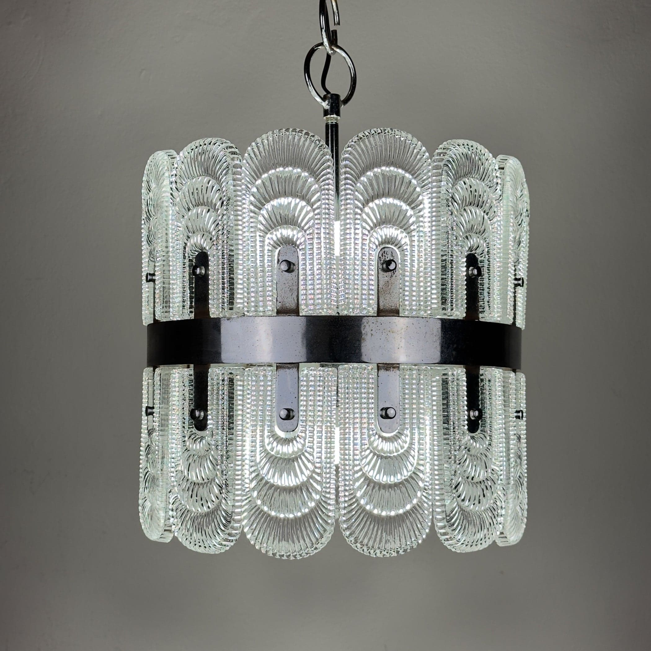 Vintage large crystal chandelier by Kaiser Leuchten, Germany 1960s