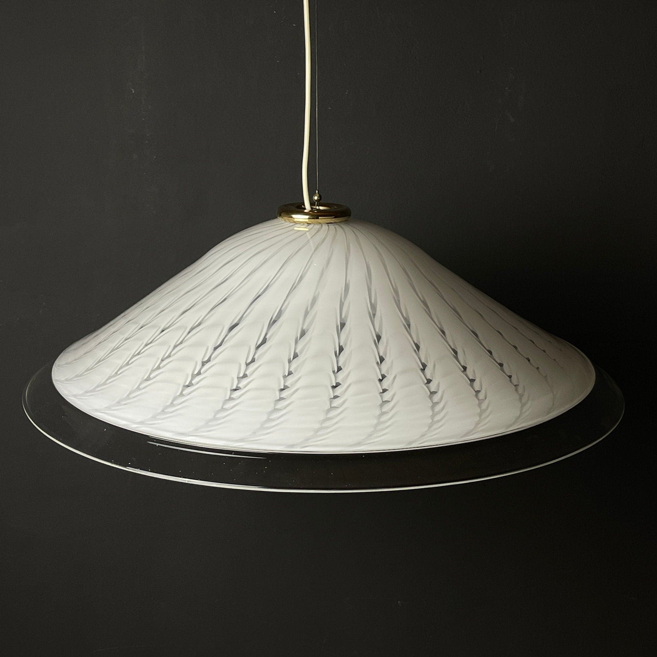 Vintage swirl Murano glass pendant lamp Italy 1970s White Mid-century Lighting Vintage chandelier