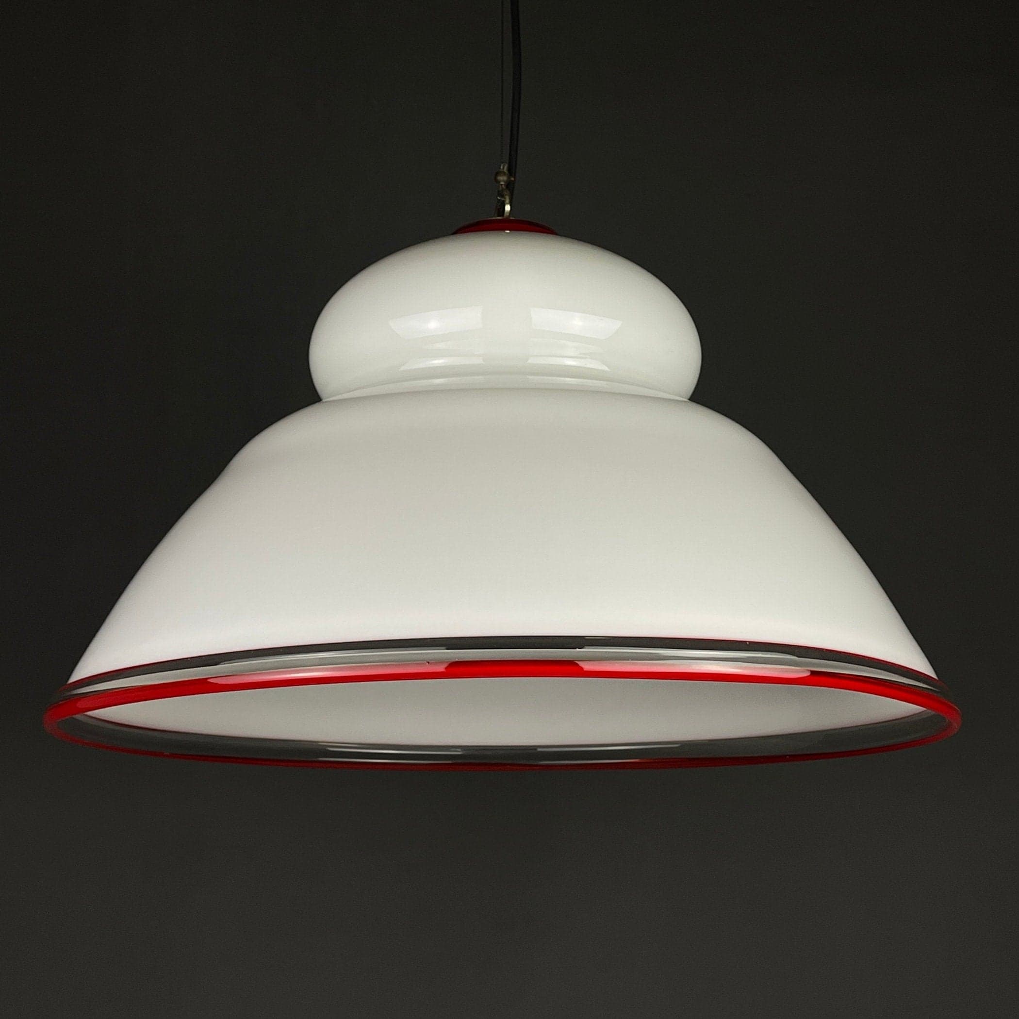 White murano pendant lamp XL chandelier Italy 1970s Mid-century italian modern lighting